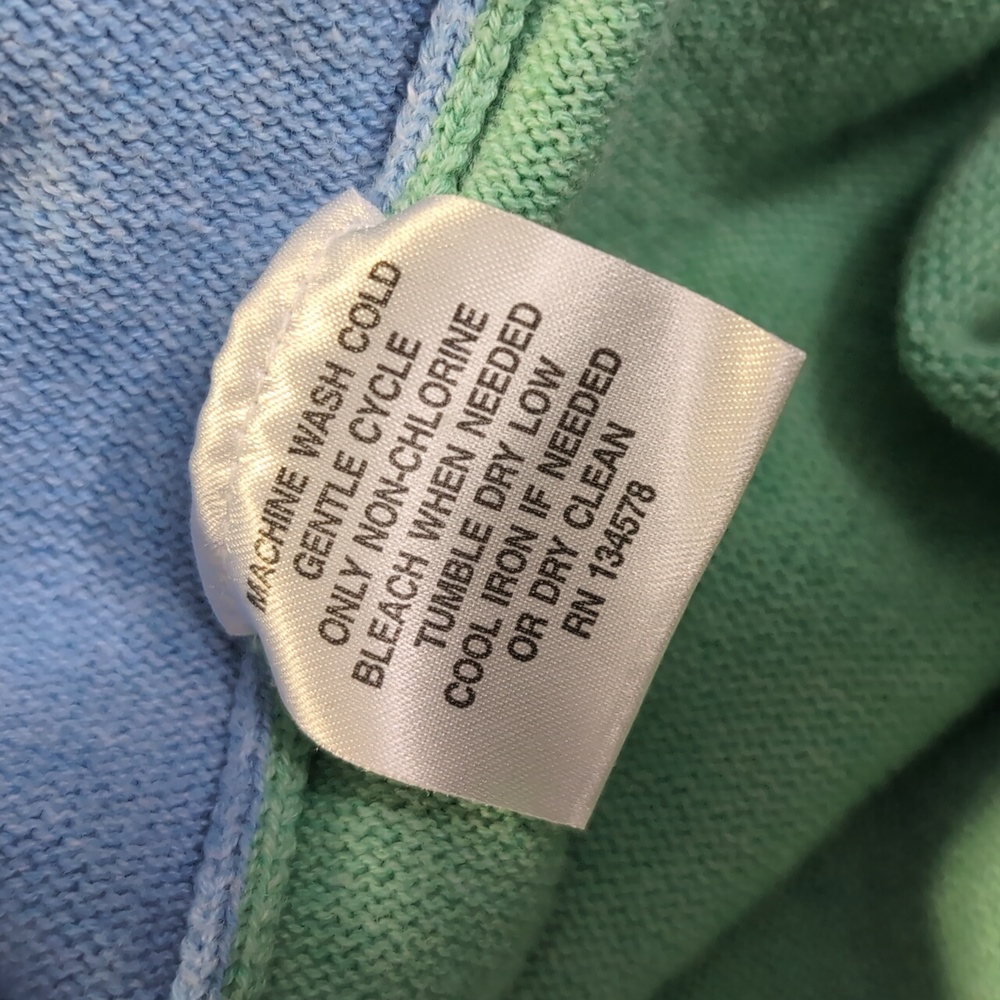 Vineyard Vines Pastel Colorblock V-Neck Sweater Size Large in Blue Pink Green - Picture 9 of 9